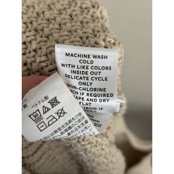 LL Bean Signature Cotton Funnelneck Sweater Womens Medium Beige Cabin Outdoor - Picture 4 of 6